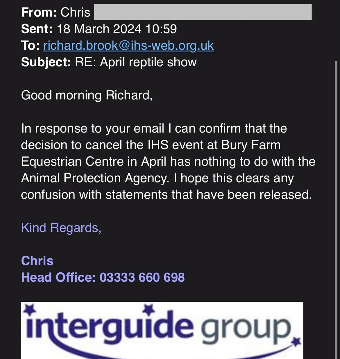 April Show Cancelled